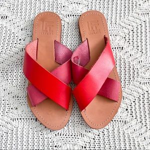 LF Life Red and Pink Leather Sandals Size 8.5
